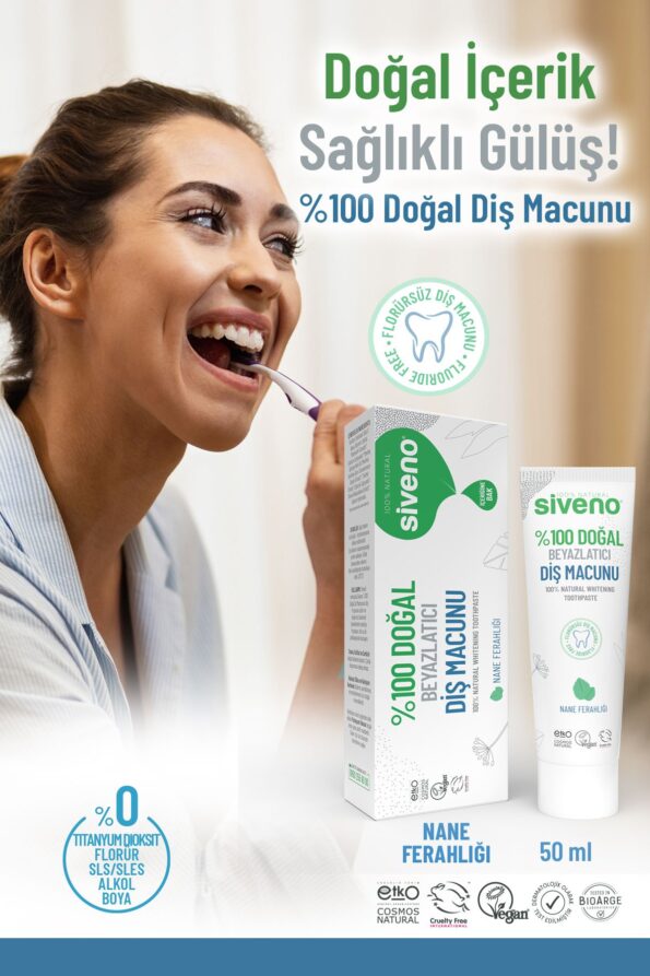 Siveno %100 Doğal Diş Macunu Beyazlatıcı Nane Ferahlığı Florürsüz 65 Gr - Görsel 8